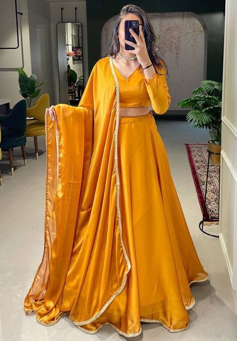 30+ Yellow Patchwork Lehengas for Brides | Haldi dress ideas, Indian  wedding outfits, Long blouse designs