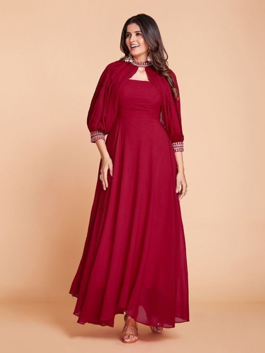 Ravishing Red Georgette Dori Work Special Occasion Gown