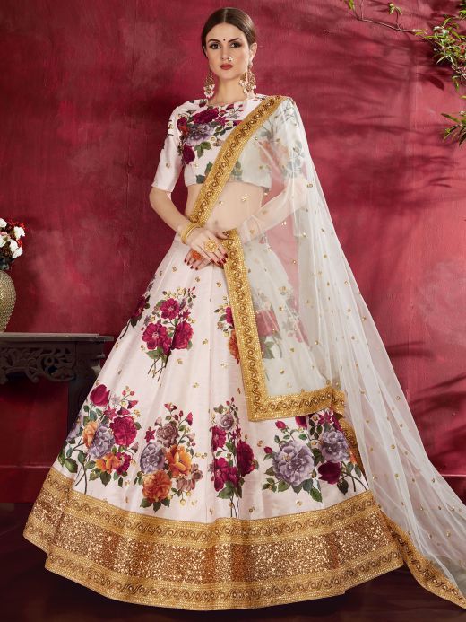Anisha Shetty - Floral Lehenga With Mirror Blouse - Lilly's Boutique London