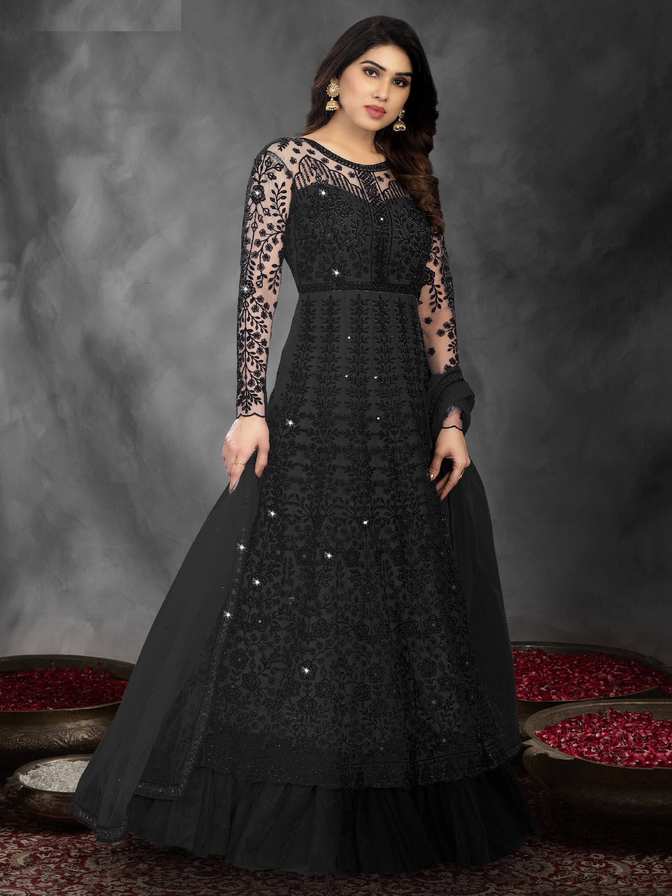 Jaguar | Black net dress, Wear black dresses, Net dress design