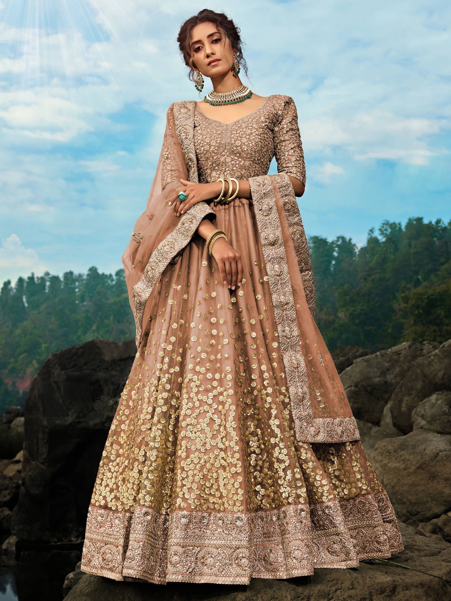Buy Brown Wedding Wear Lehenga Choli Online from EthnicPlus for ₹4749