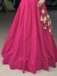 Marvelous Rani Pink Cotton Festival Wear Crop Top Plain Lehenga