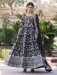 Lovable Black Embroidered Jacquard Reception Wear Gown With Dupatta