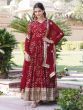 Fabulous Maroon Sequins Georgette Wedding Wear Gown With Dupatta