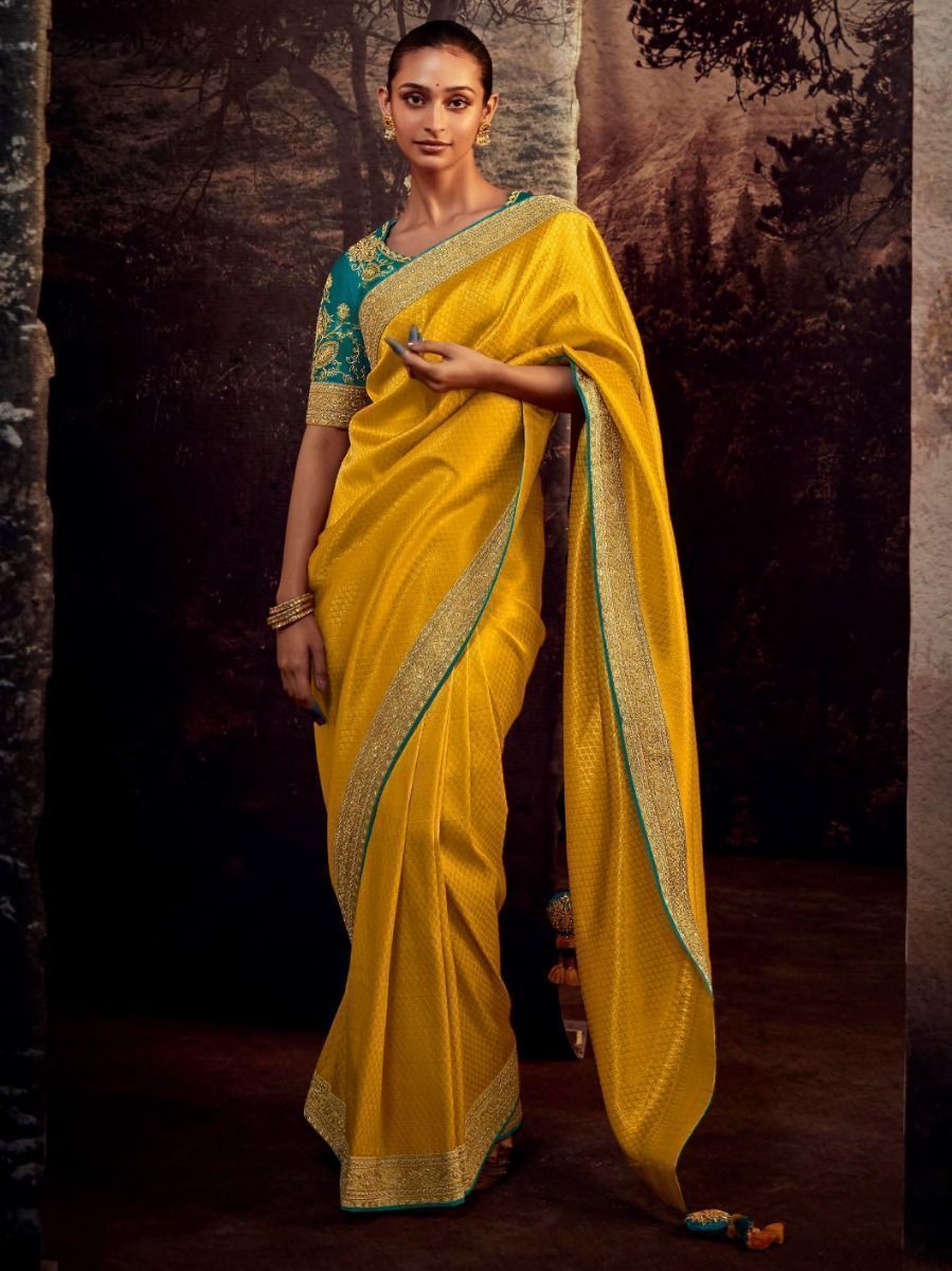 Buy Lovely Yellow Banglory Silk Party Wear Saree With Blouse From Ethnic  Plus