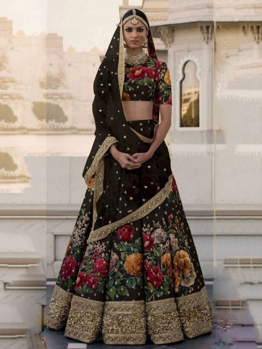 Buy Yellow Sabyasachi Lehenga Choli, Floral Outfit, Printed Lehengas,  Mehendi Indian Bride Online in India - Etsy