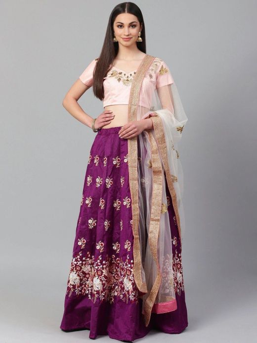 Buy White Embroidered Myntra LehengaOnline from EthnicPlus for ₹2499