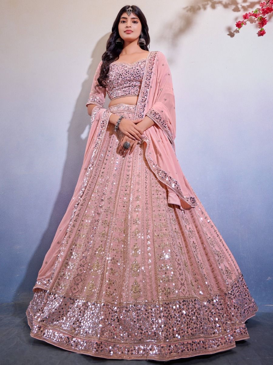 Buy Baby Pink Sequines Georgette Party Wear Lehenga Choli From Ethnic Plus