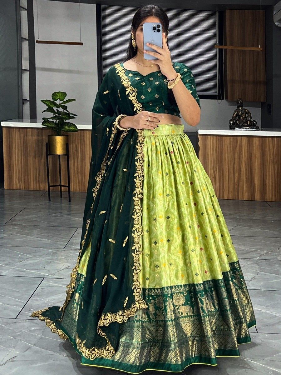 Buy online Green Color Lehenga Choli With Dupatta from ethnic wear for  Women by Keshav Creation for ₹13739 at 23% off | 2024 Limeroad.com