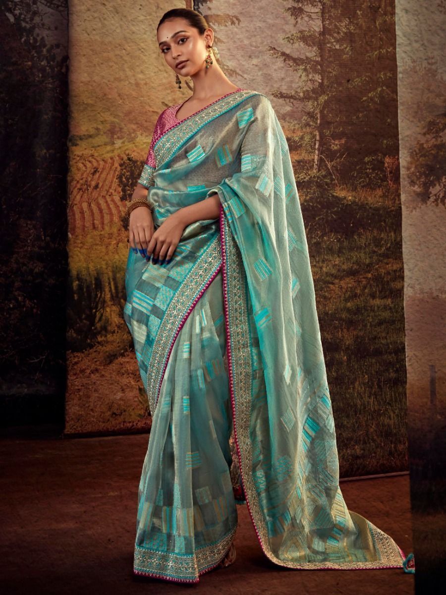 Buy Attractive Blue Banglory Silk Party Wear Saree With Blouse From Ethnic  plus
