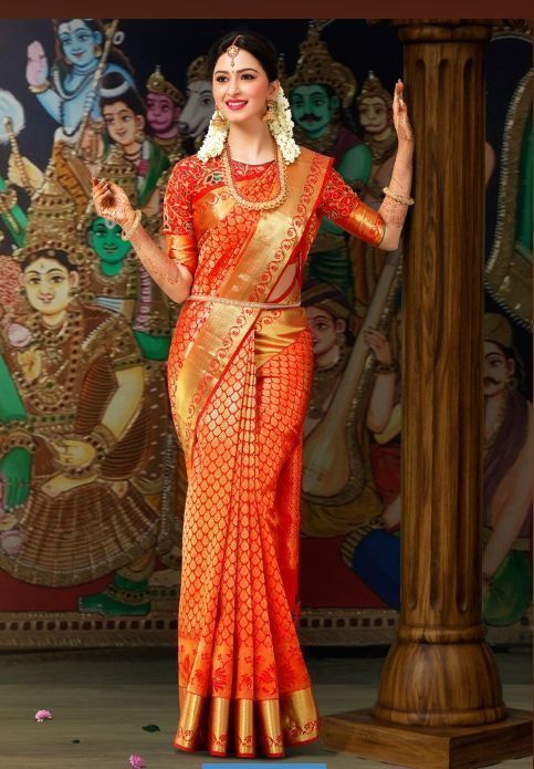 Bride in Traditional Bridal Saree in Red - Saree Blouse Patterns